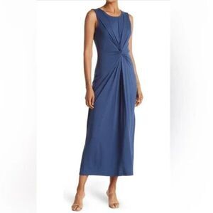 Tahari Front Twist Crew Neck Sleeveless Maxi Dress Size S